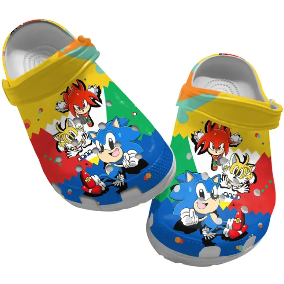 Sonic The Hedgehog And Funny Friends Cartoon Clogs For Adults