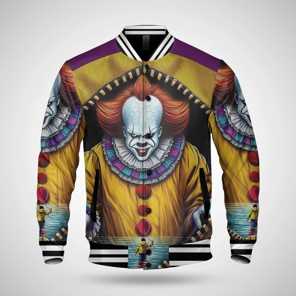 Horror Pennywise We All Float Down Here Baseball Jacket