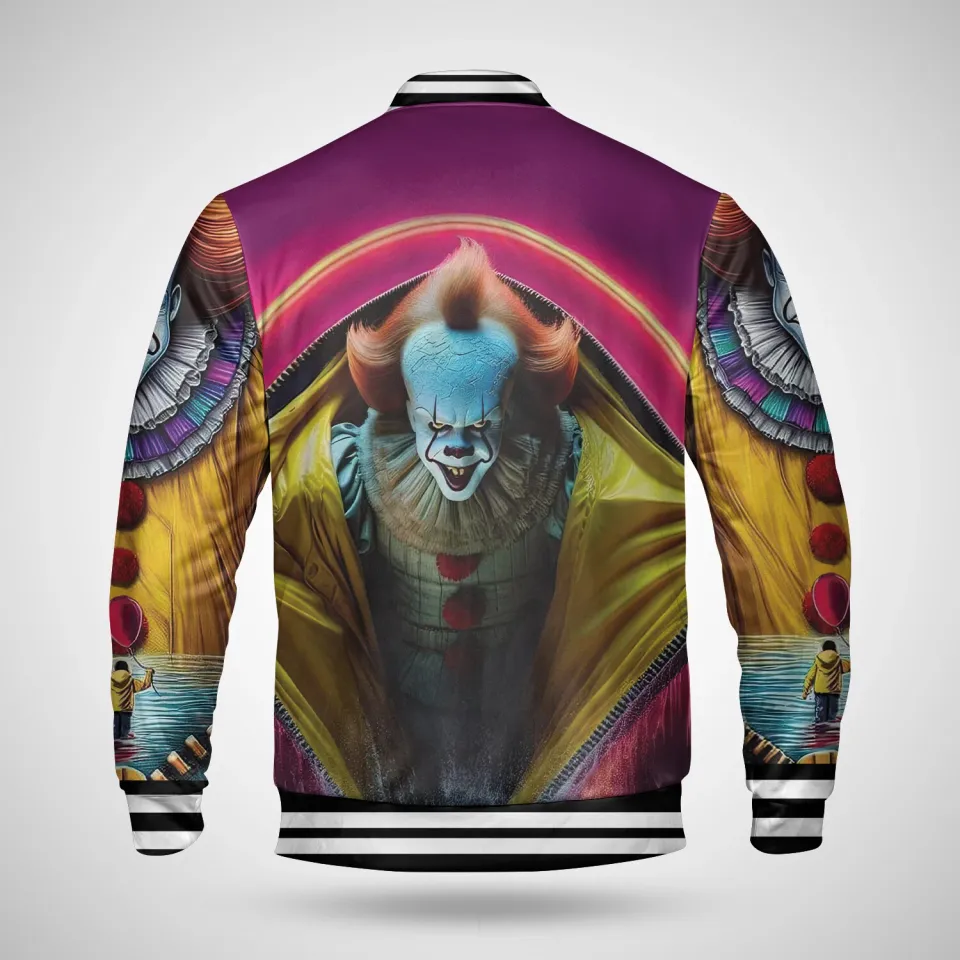 Horror Pennywise We All Float Down Here Baseball Jacket