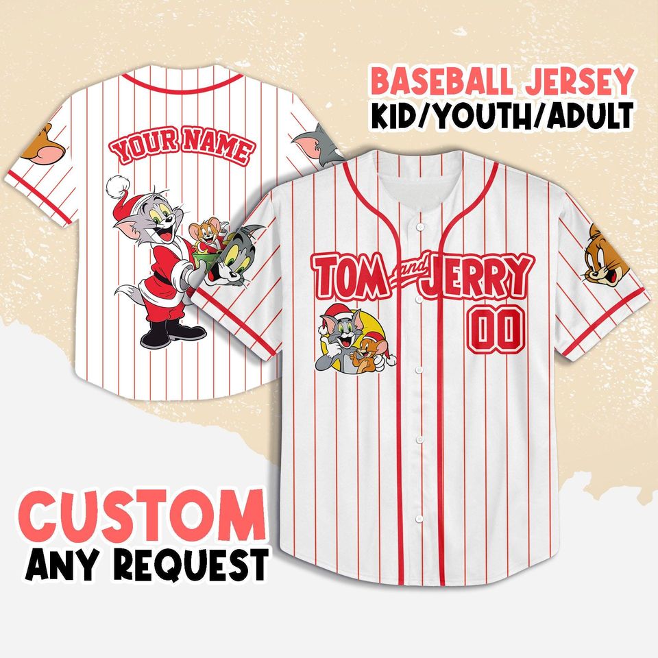 Personalized Cat and Mouse Baseball Jersey, Disney Cat and Mouse Baseball Jersey