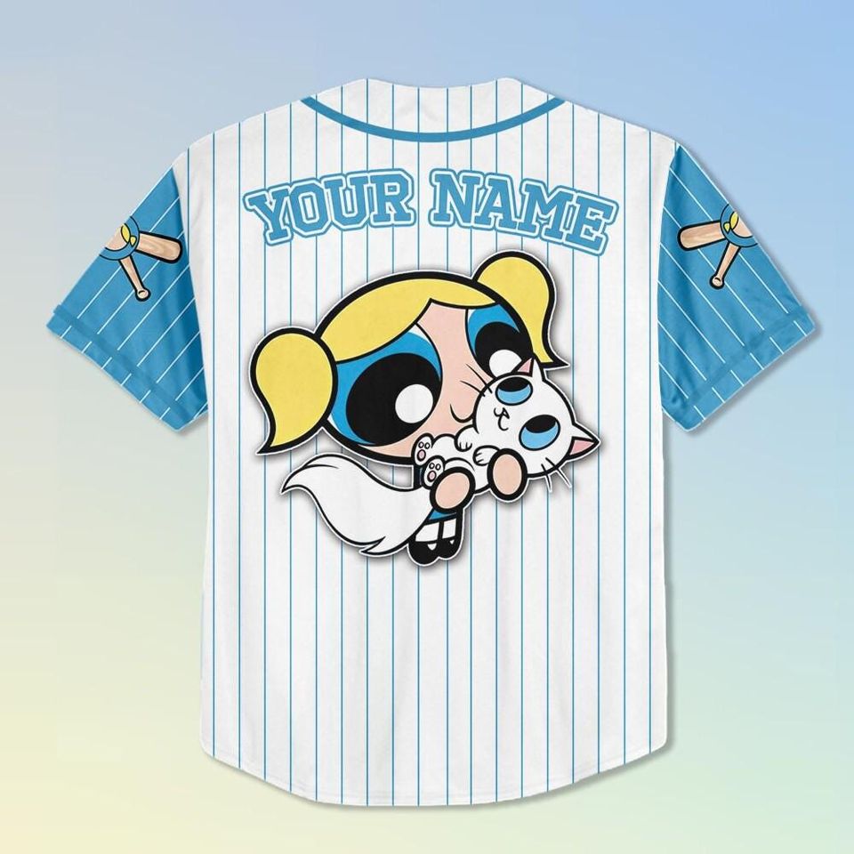 Personalized The Powerpuff Girls Bubbles Baseball Jersey, Disney Bubbles Baseball Jersey
