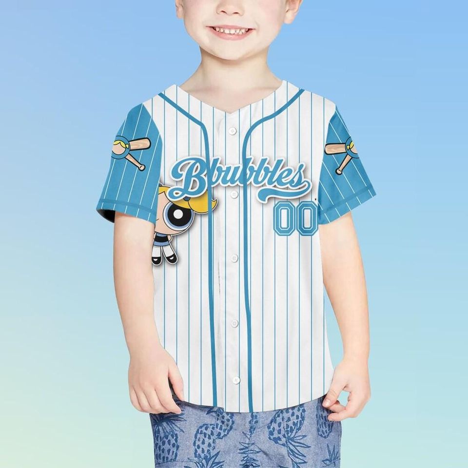 Personalized The Powerpuff Girls Bubbles Baseball Jersey, Disney Bubbles Baseball Jersey