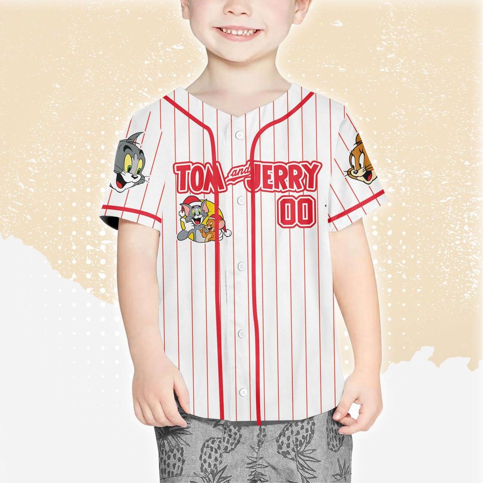 Personalized Cat and Mouse Baseball Jersey, Disney Cat and Mouse Baseball Jersey