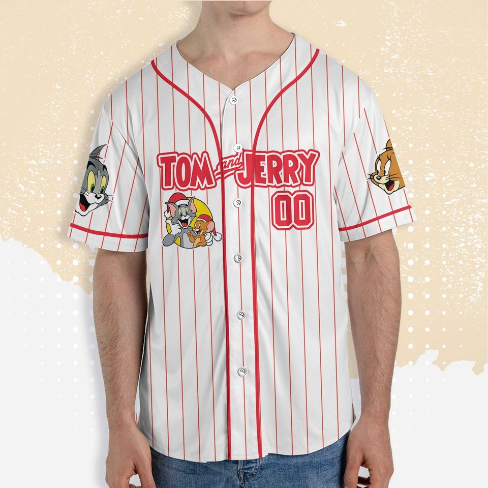 Personalized Cat and Mouse Baseball Jersey, Disney Cat and Mouse Baseball Jersey