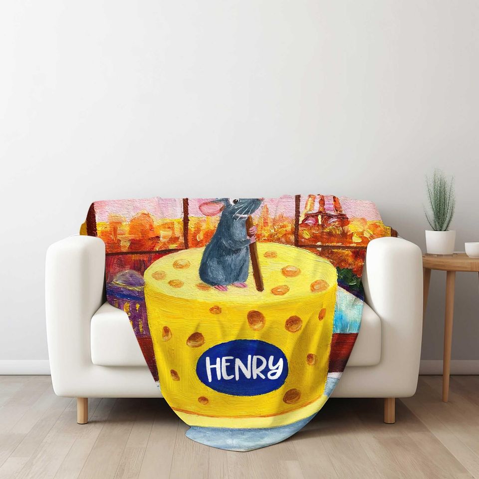 Custom Name Blanket, Disney Ratatouille Blanket, Personalized Blankets Birthday Gift