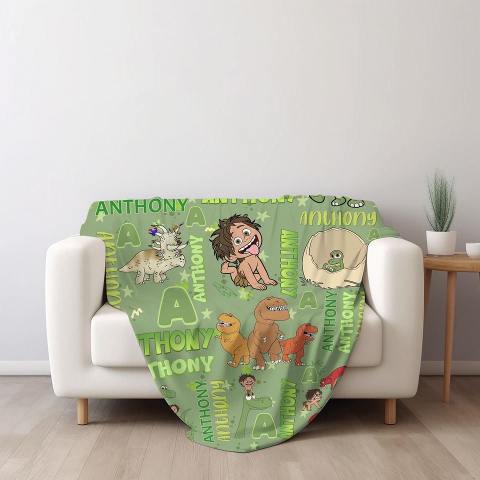 Personalized Disney Pixar The Good Dinosaur Blanket, Custom Name Dinosaur Blanket