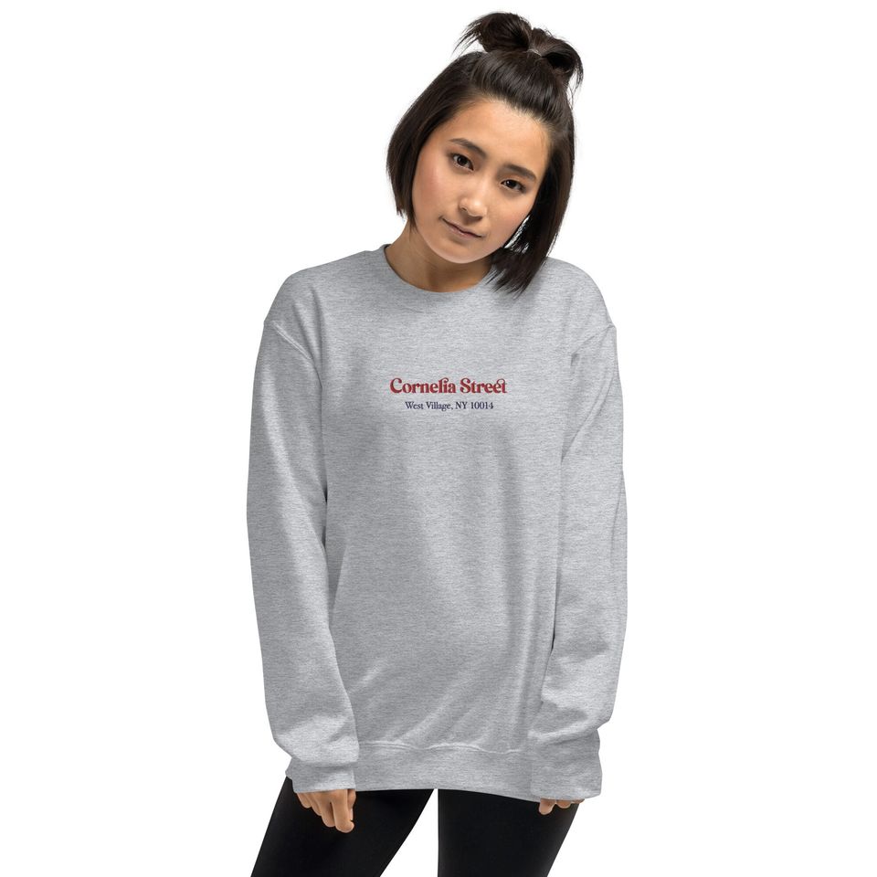 Cornelia Street Embroidered Crewneck Sweatshirt White Red Blue