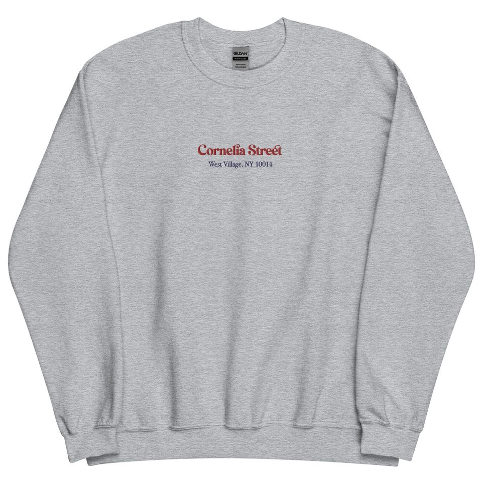 Cornelia Street Embroidered Crewneck Sweatshirt White Red Blue