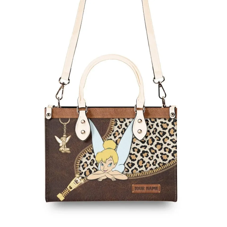 Personalize  Tinker Bell Leather Handbag, Disney Leather Handbag, Gift for Women