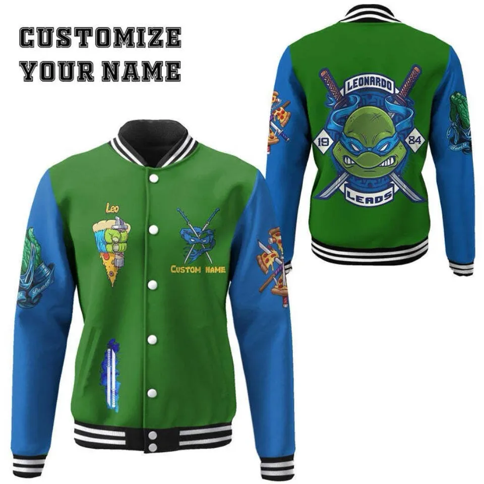 3D Leonardo TMNT Leo Cosplay Custom Baseball Jacket