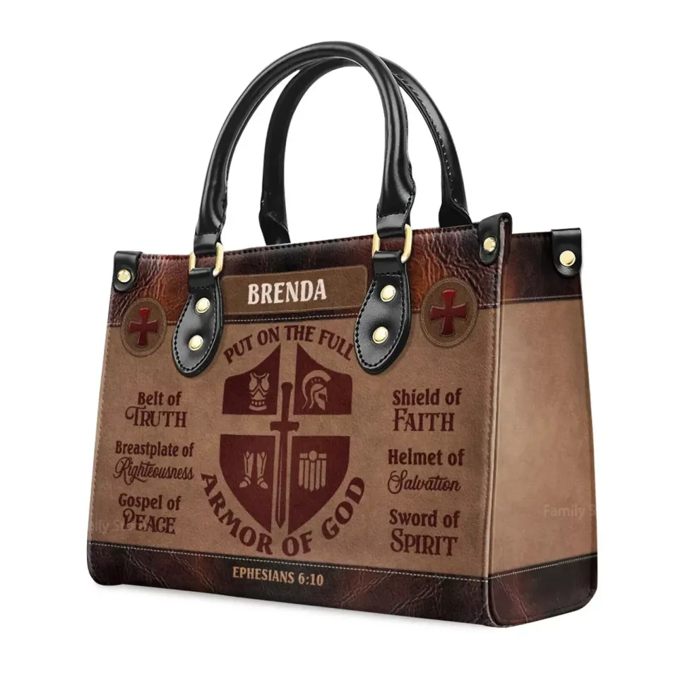 Personalized Armor Of God Leather Handbag, Christians Leather Bag Gift