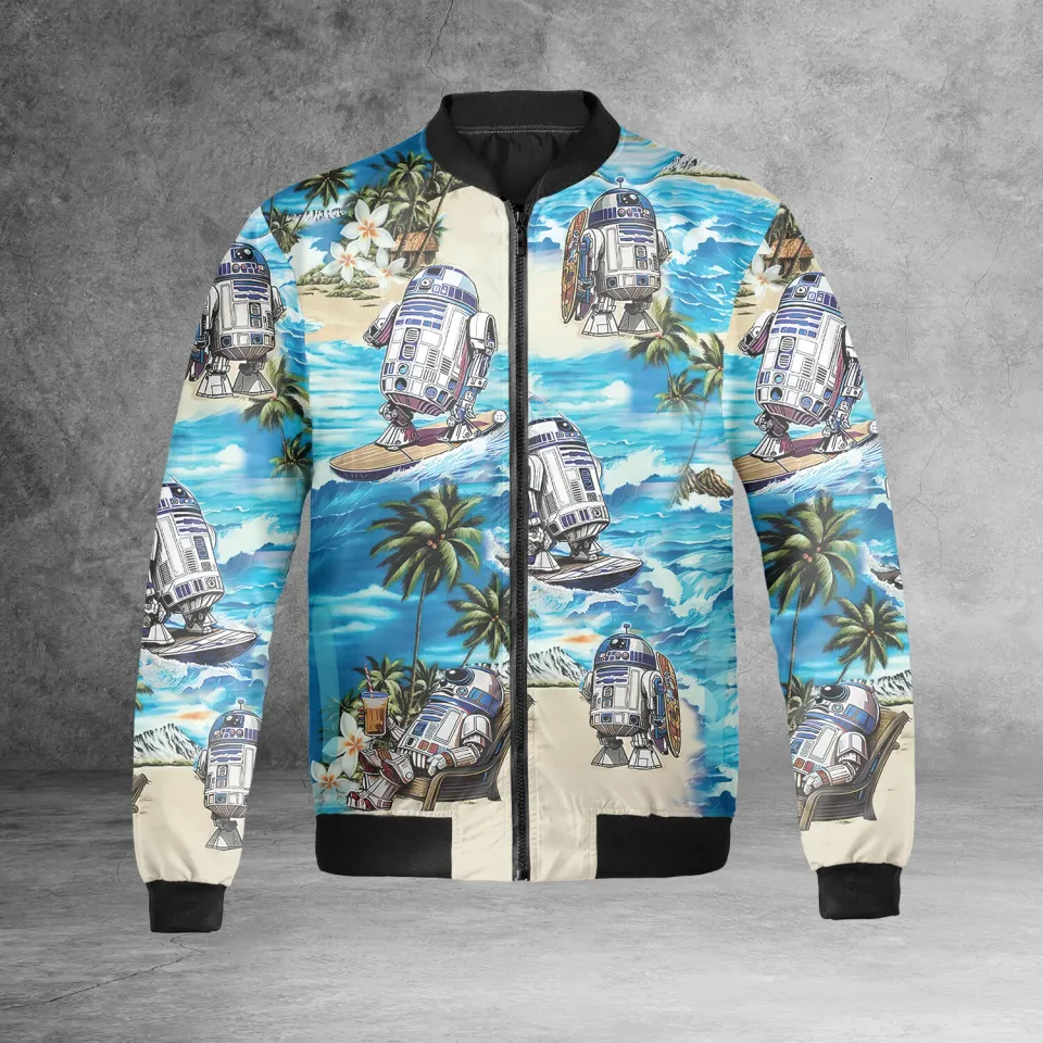Star Wars Movie R2D2 Robot Surfing Summer Beach Star Wars Love Jacket
