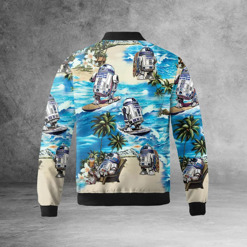 Star Wars Movie R2D2 Robot Surfing Summer Beach Star Wars Love Jacket