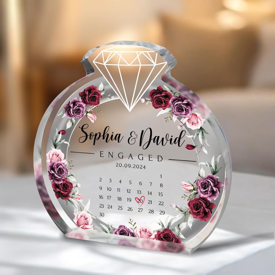 Customize Engaged Acrylic Plaque, Engagement Plaque, Engagement Keepsake Gifts, Couple Plaque, Newly Engaged Gifts, Engagement Gifts