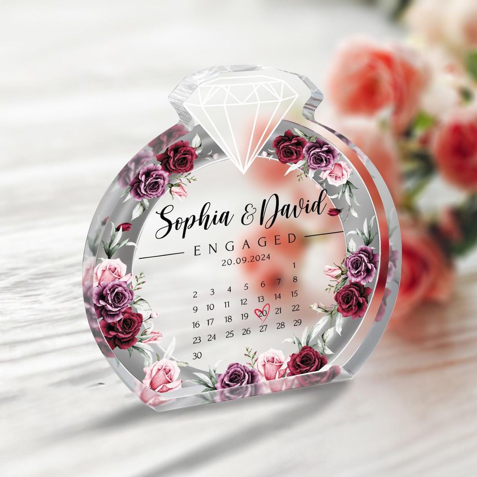 Customize Engaged Acrylic Plaque, Engagement Plaque, Engagement Keepsake Gifts, Couple Plaque, Newly Engaged Gifts, Engagement Gifts