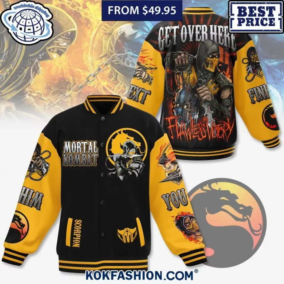 Mortal Kombat Get Over Here Baseball Jacket