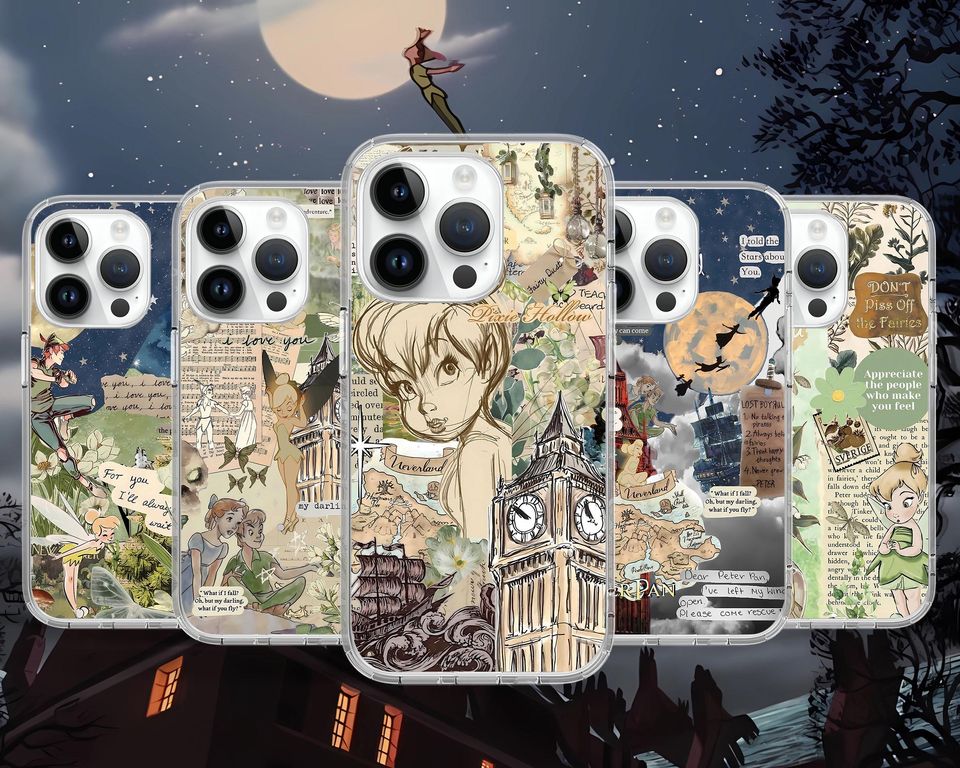 Peter Pan Tinker Bell Aesthetic Phone Case for iPhone 16 15 14 13 Pro Max Plus Mini