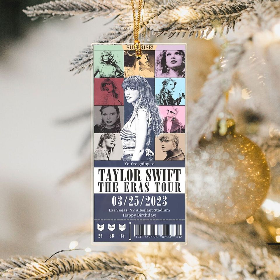 Custom Eras Tour Ticket Ornament, Personalized Acrylic Ornament