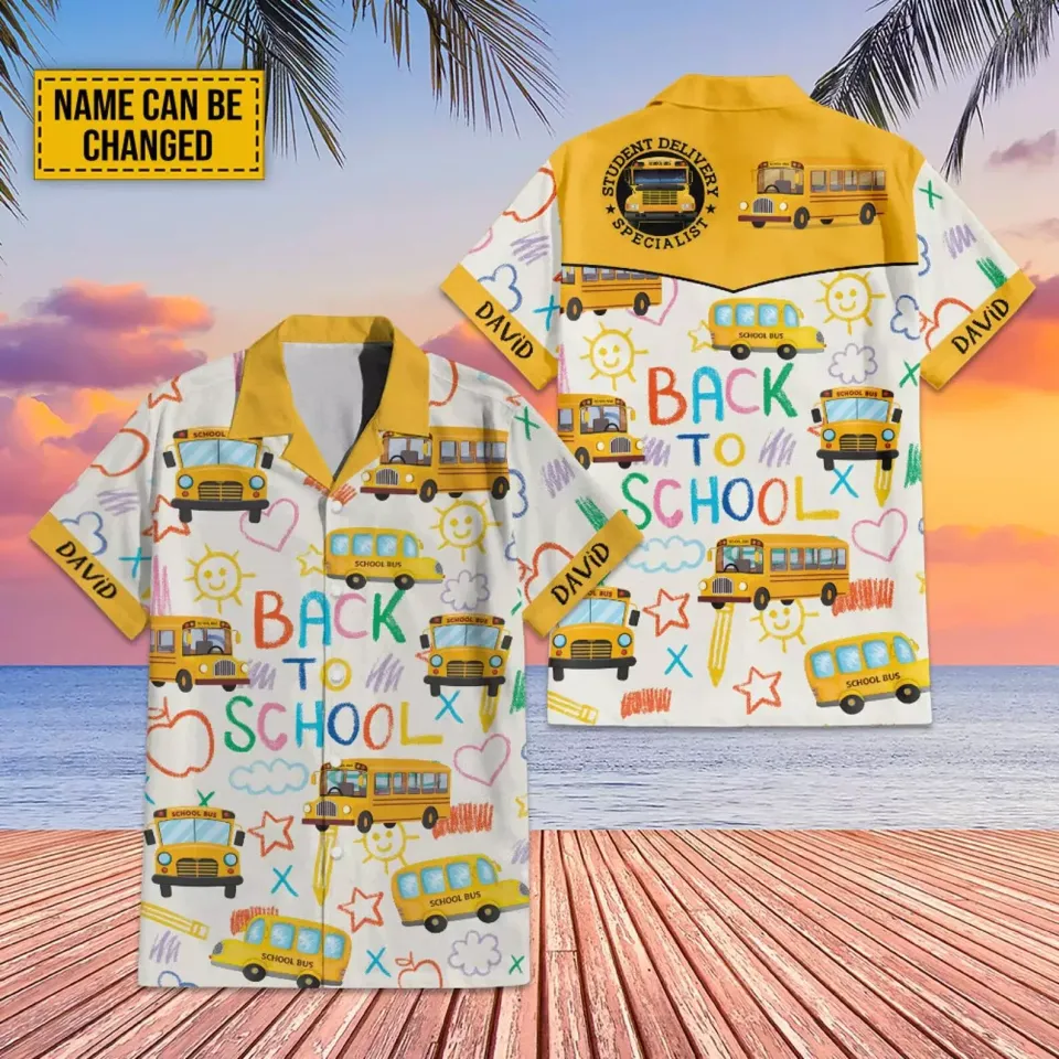 Personalized School Bus Driver Back To School Summer Aloha 3D HAWAII SHIRT