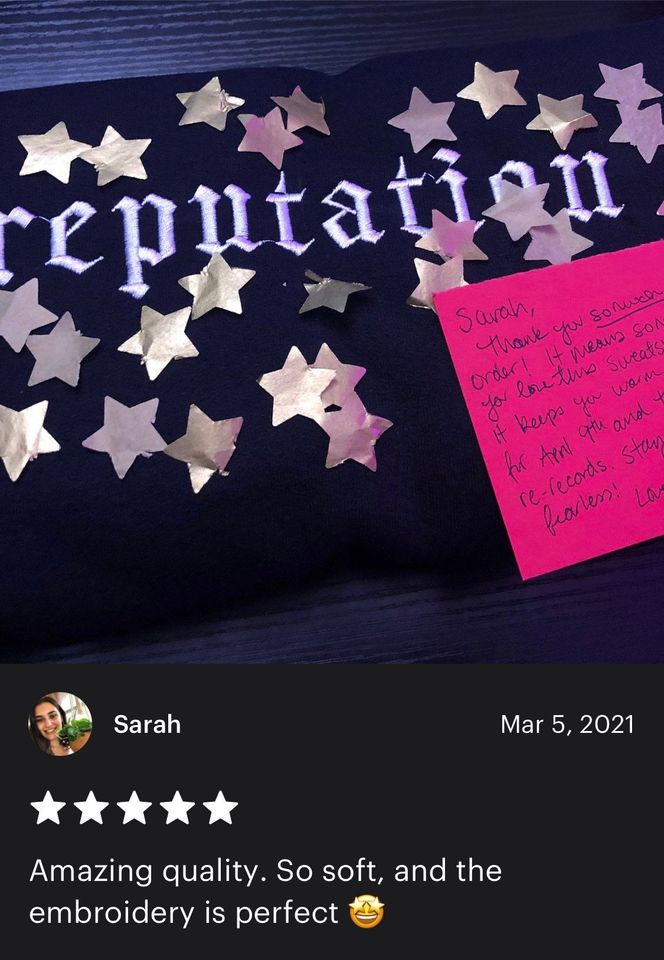 reputation Embroidered Crewneck Sweatshirt, unisex straight and plus sizes stocked (S-5X)