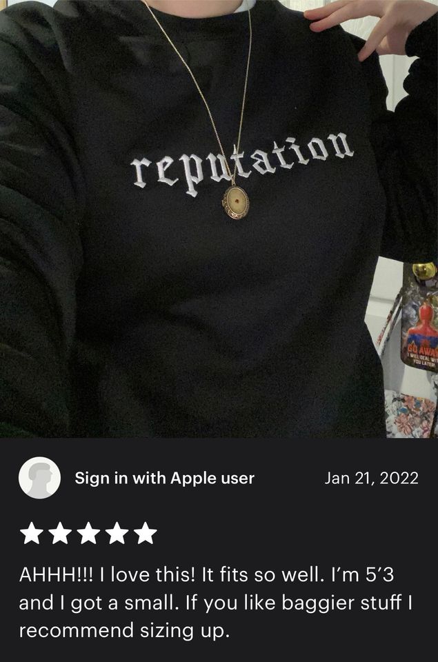 reputation Embroidered Crewneck Sweatshirt, unisex straight and plus sizes stocked (S-5X)