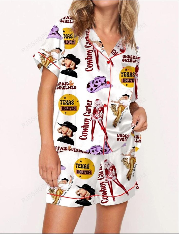 Cowgirl Style Pajama Set for Women  Silky Smooth Sleepwear Inspired by Western Charm and Cowboy Carter