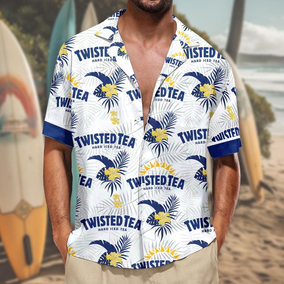 3D Printed Twist Tea Hawaiian Shirt Personalized Name Drink Unisex Tee Short Sleeves Button Down Tropical Summer Beach Shirts for Travel