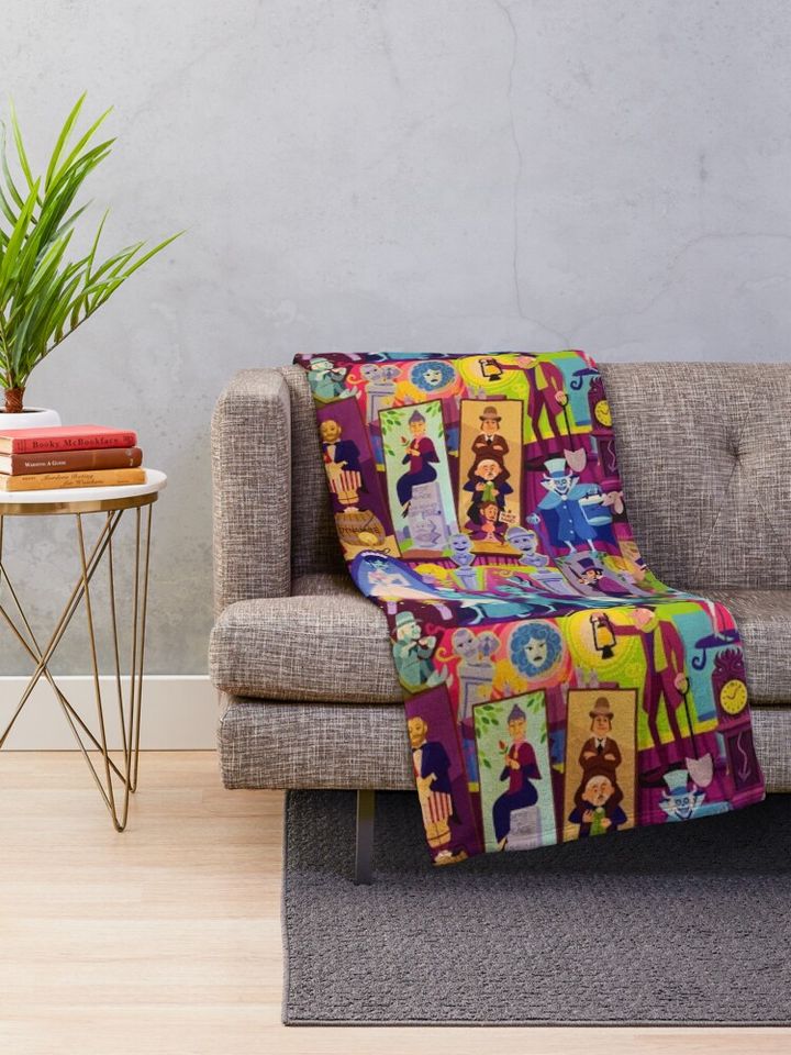 Retro Mansion Collage Throw Blanket
