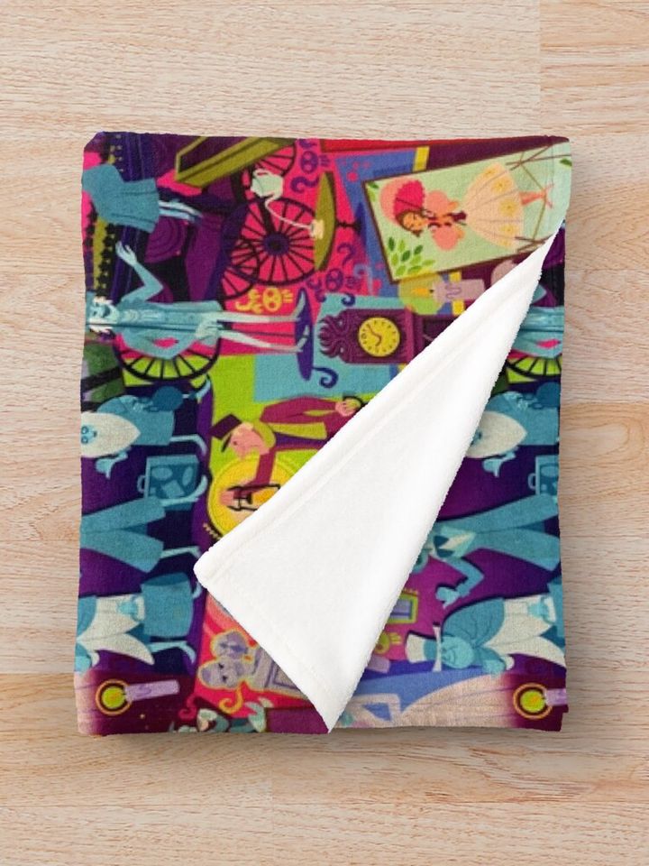 Retro Mansion Collage Throw Blanket
