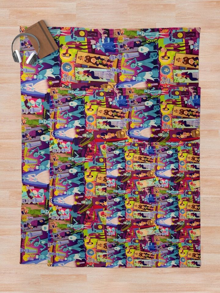 Retro Mansion Collage Throw Blanket