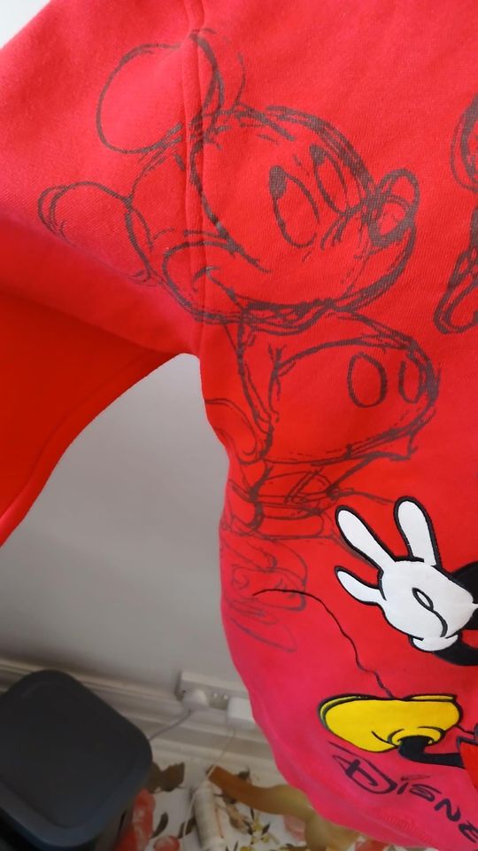 Red zip-up Mickey Mouse Paris hoodie