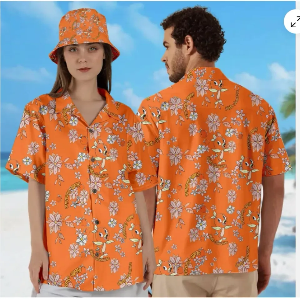 Cute Orange Bird Hello Sunshine Think Orange Thoughts Floral 3D HAWAII SHIRT