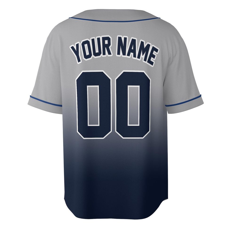 Personalize Team Name And Number Striped Gradient Grey Navy, Custom Baseball Jersey, Baseball Jersey For Baseball Fans, Striped jersey Team