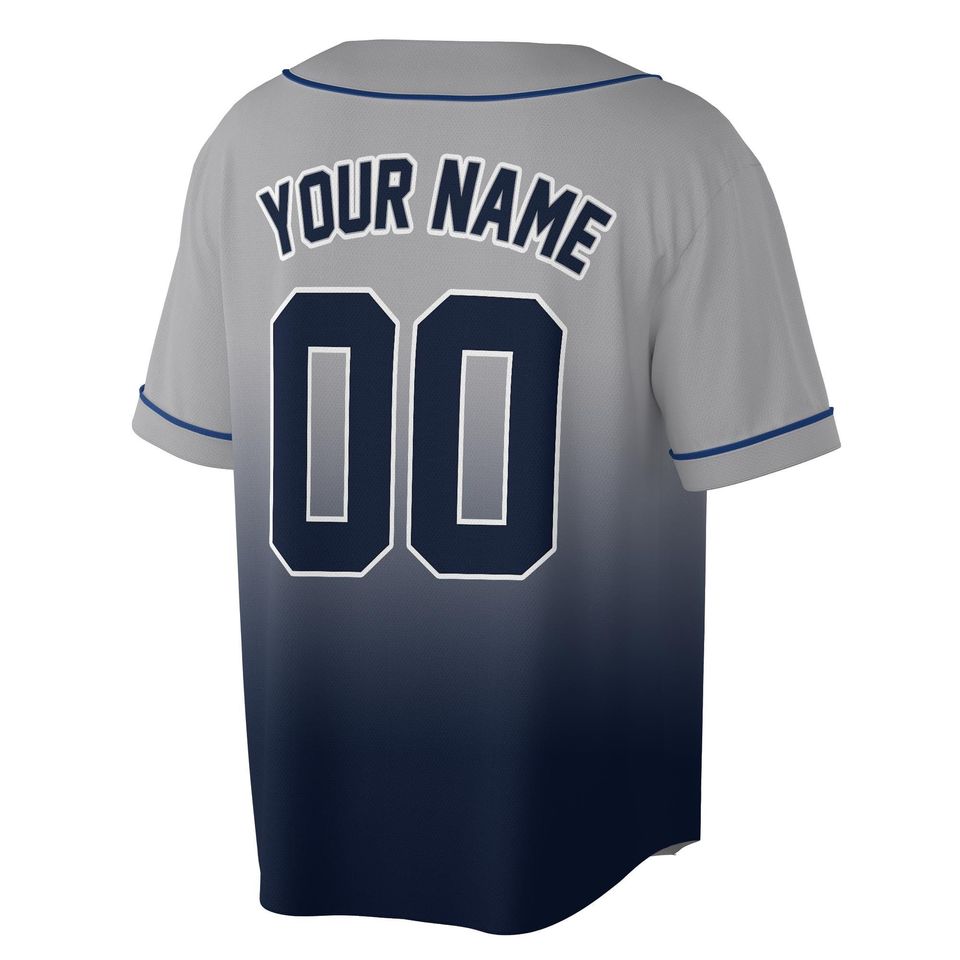 Personalize Team Name And Number Striped Gradient Grey Navy, Custom Baseball Jersey, Baseball Jersey For Baseball Fans, Striped jersey Team