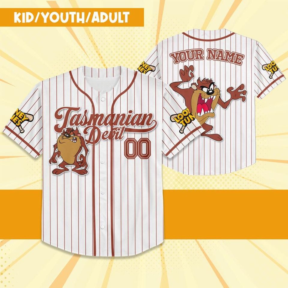 Custom Looney Tune Tasmanian Devil Simple Baseball, Cartoon Team Outfit