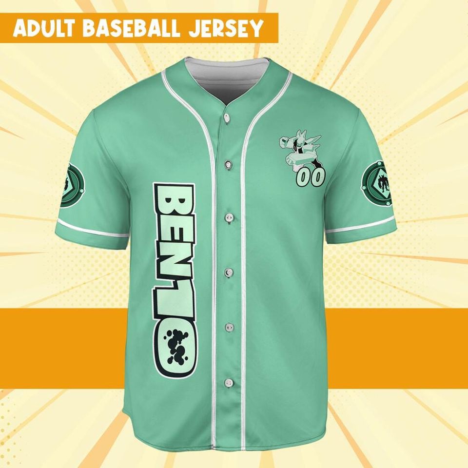 Personalize Ben 10 Petrosapien Green White Jersey, Cartoon Baseball Team Outfit