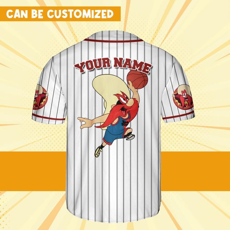 Personalize Yosemite Sam Jersey Red White, Cartoon Baseball Team Outfit