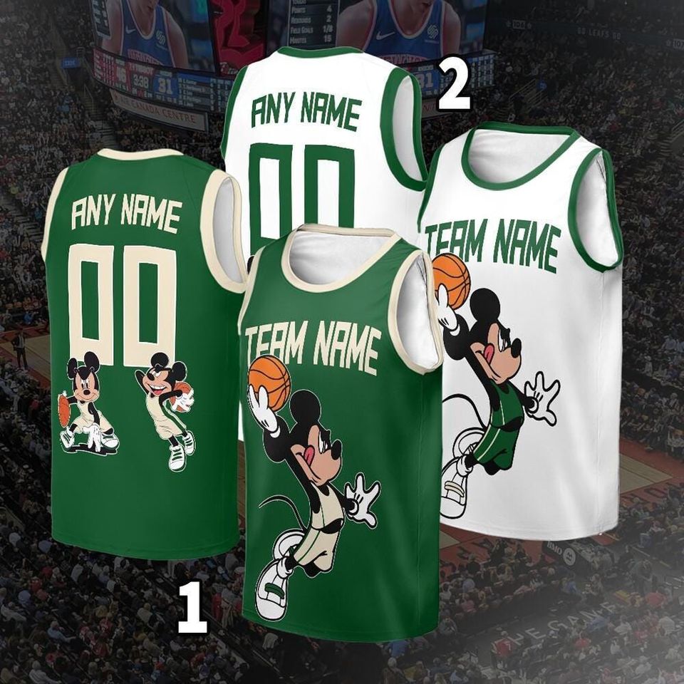 Personalized Milwaukee Mickey Mouse Basketball Jersey, Jersey For Men With Your Team Name, Fan Basketball Jersey