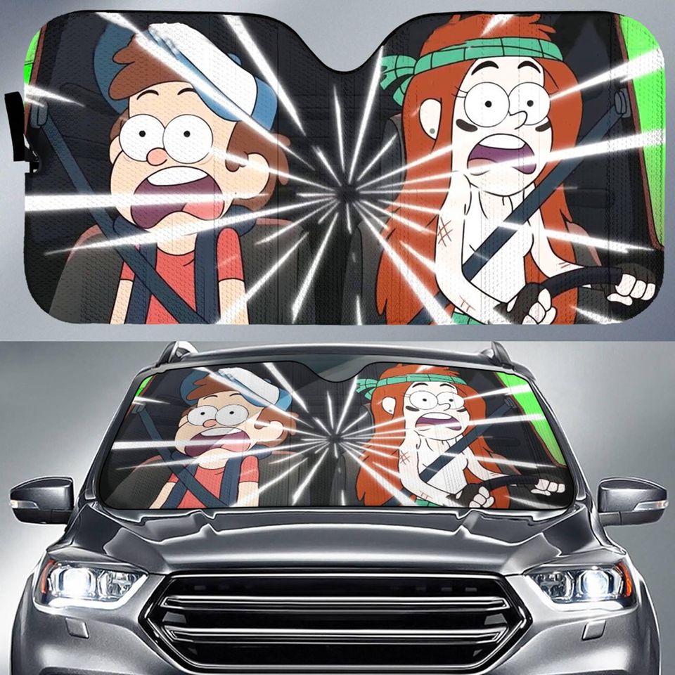 Gravity Falls Car Windshield, Gravity Falls Dipper Pines And Mabel Pines Car Sun Shade, Dipper And Mabel Car Accessories