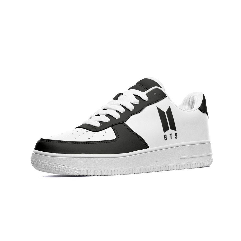 BTS Unisex Low Top Leather Sneakers - Black BTS shoes