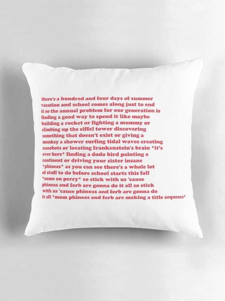 Phineas and Ferb Lyrics Pillow