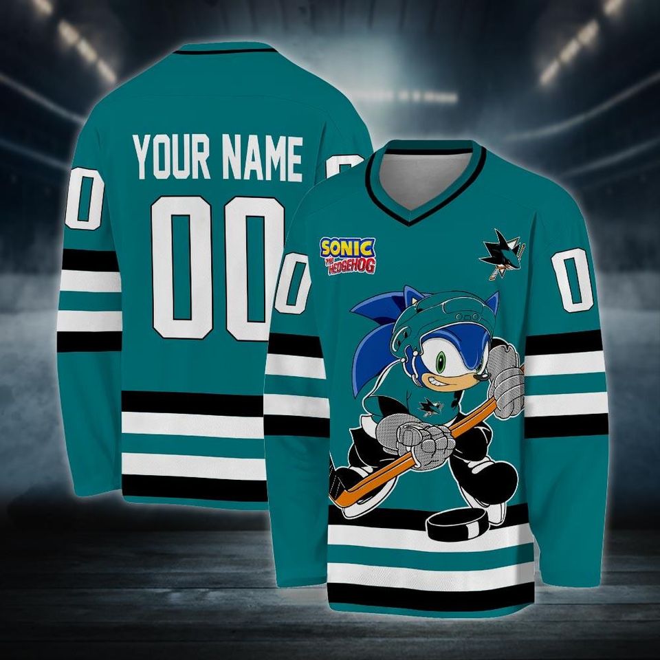 Personalized San Jose Sonic Hockey Jersey, The Hedgehog Jersey For Men With Your Team Name, Fan Hockey Jersey