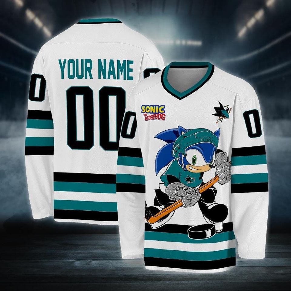 Personalized San Jose Sonic Hockey Jersey, The Hedgehog Jersey For Men With Your Team Name, Fan Hockey Jersey
