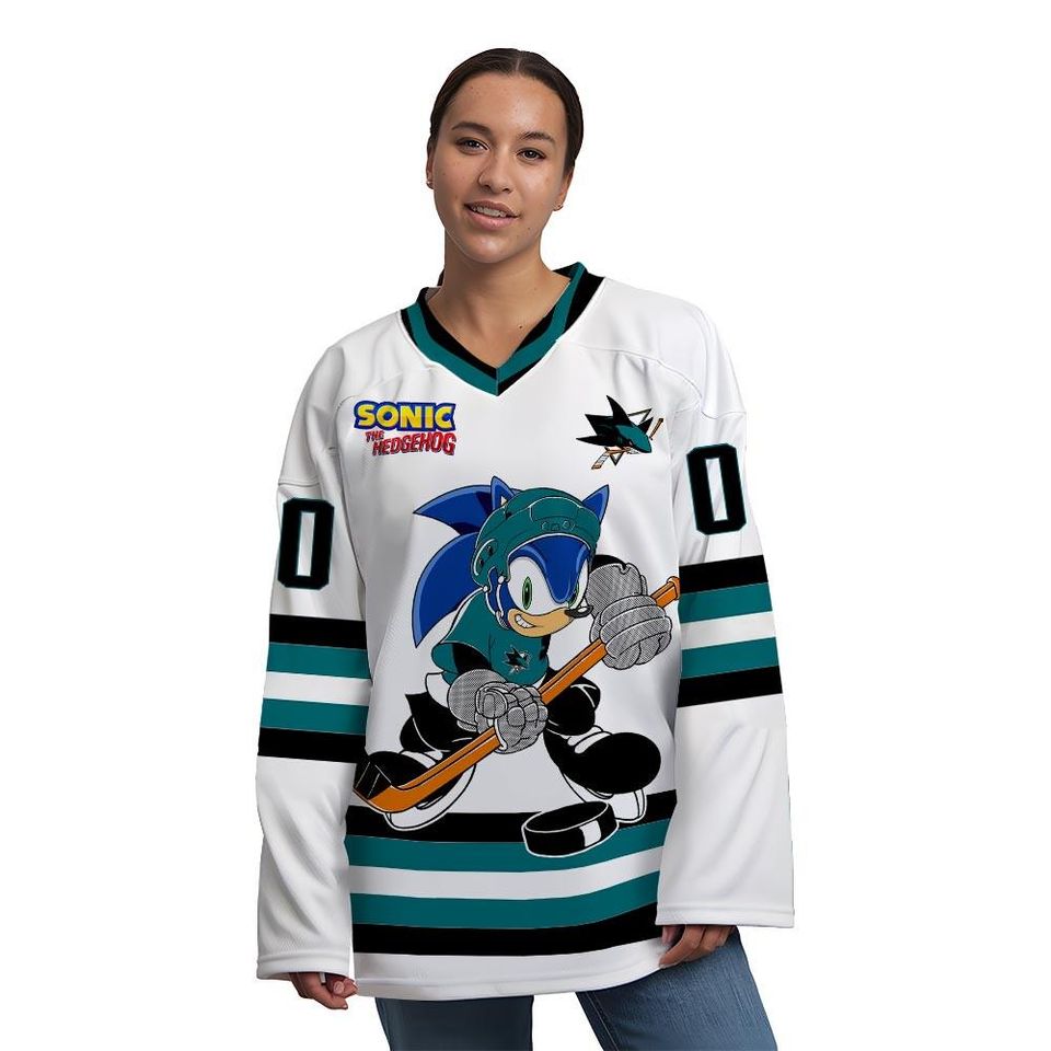 Personalized San Jose Sonic Hockey Jersey, The Hedgehog Jersey For Men With Your Team Name, Fan Hockey Jersey