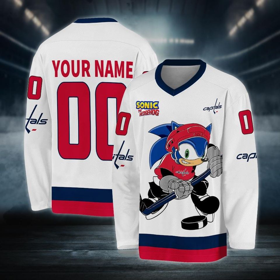 Personalized Washington Sonic Hockey Jersey, The Hedgehog Jersey For Men With Your Team Name, Fan Hockey Jersey