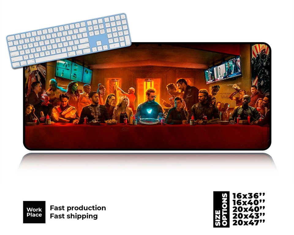 Avengers Desk Mat, Geek placemats, Infinity War Large Desk Pad, Endgame Desk pad, Colored Large Mouse Pad, Comic Fan Gift.