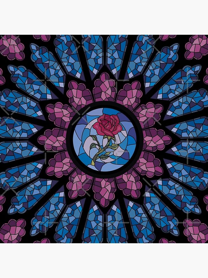 Stained Glass Rose Pillow