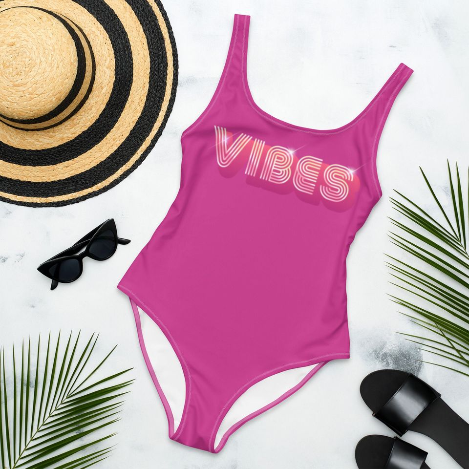 Retro Pink VIBES One-Piece Swimsuit/ Retro Pink Bodysuit