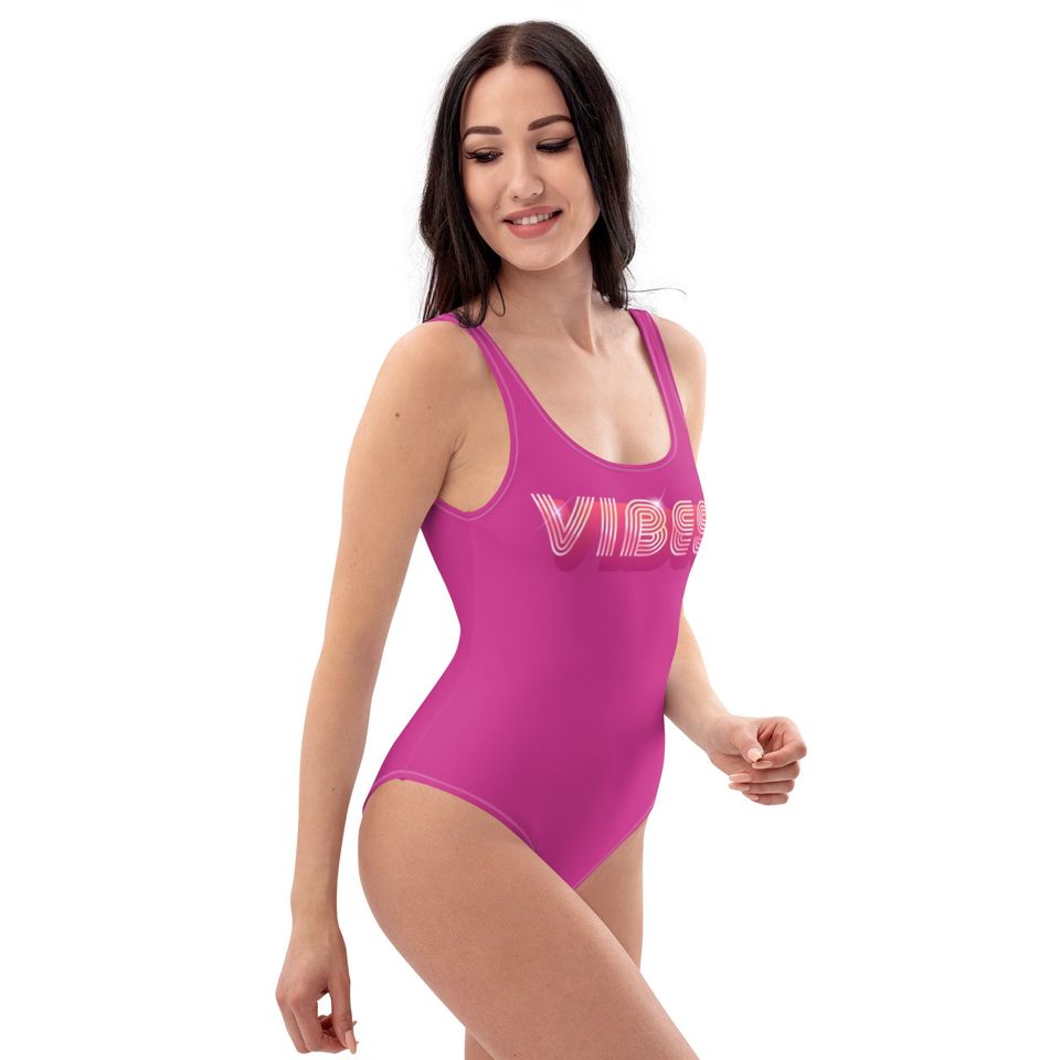 Retro Pink VIBES One-Piece Swimsuit/ Retro Pink Bodysuit