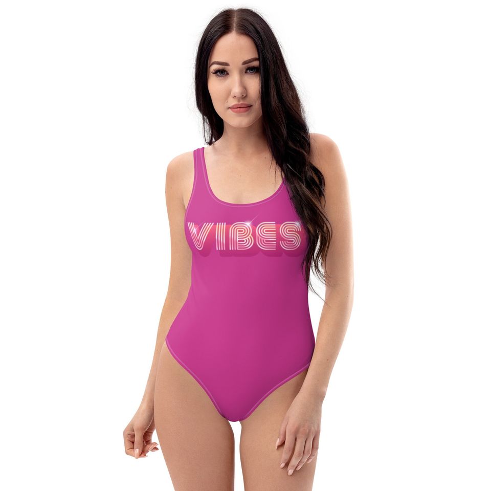 Retro Pink VIBES One-Piece Swimsuit/ Retro Pink Bodysuit